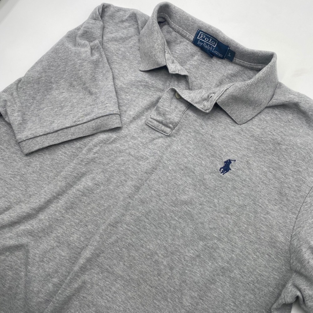 Polo Ralph Lauren Classic Fit Polo Shirt Men Large Grey Soft Cotton Short Sleeve